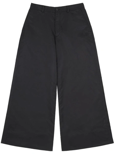 Shop Mm6 Maison Margiela Print Flared Trousers In Black