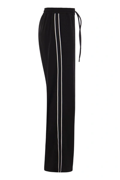Shop Moncler Satin Sports Trousers In Black