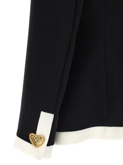 Shop Moschino Heart Buttons Blazer In White/black