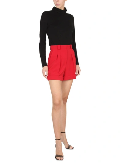 Moschino High-waisted Tailored Shorts With Side Pockets In Red