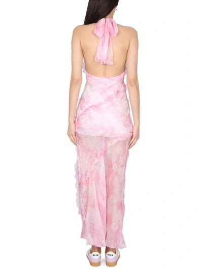 Shop Msgm Silk Chiffon Dress In Pink