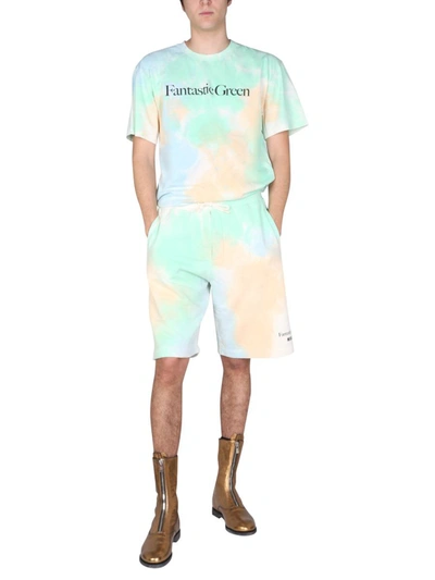 Msgm Tie Dye Pattern Bermuda In Multicolour