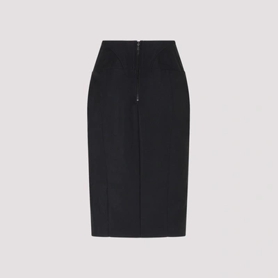 Shop Mugler Viscose Midi Skirt In Black