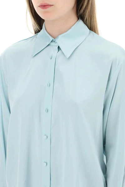 Shop Mvp Wardrobe Sunset Boulevard Satin Shirt In Blue