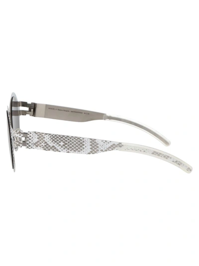 Mykita Sunglasses In 241 Silver White Python Dark Grey Solid