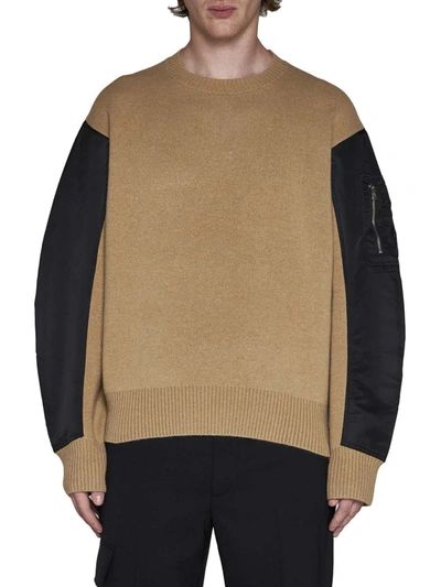 Shop Neil Barrett Sweaters In Dark Beige/ Black