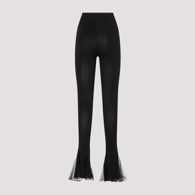 Shop Nensi Dojaka Fitted Sheer Frilled Hem Trousers Pants In Black
