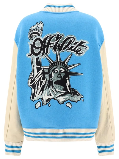 Shop Off-white "liberty" Bomber Jacket In Blue