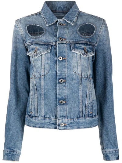 Shop Off-white Cut-out Denim Jacket In Blue