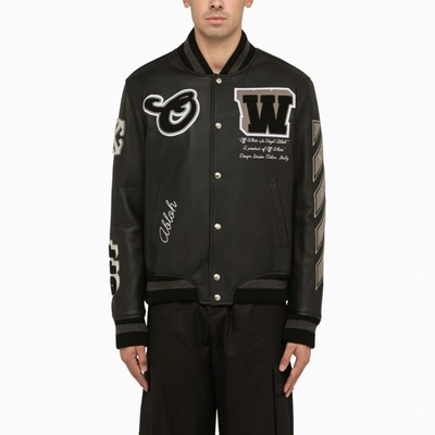 Shop Off-white ™ Bomber Jacket With Patches In Black