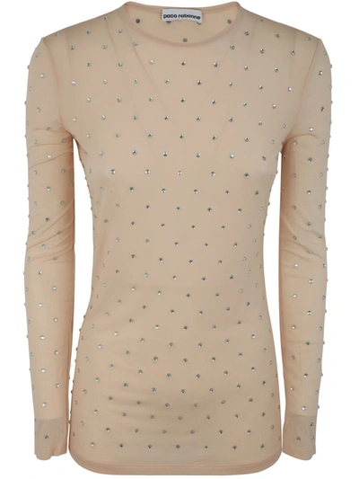 Shop Rabanne Paco  Haut Crew Neck Sweater Clothing In Nude &amp; Neutrals