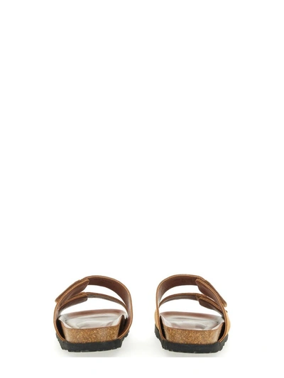 Shop Palm Angels Leather Sandal In Beige