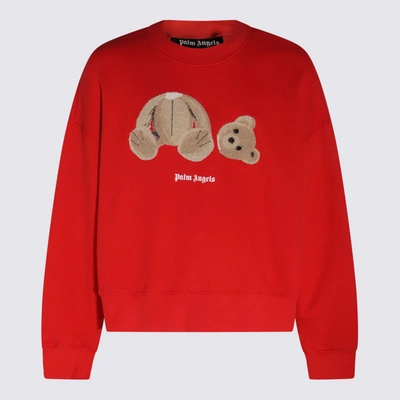Shop Palm Angels Red Cotton Bear Sweatshirt