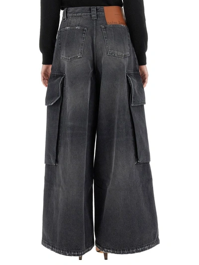 Shop Palm Angels Wide Parachute Jeans In Grey