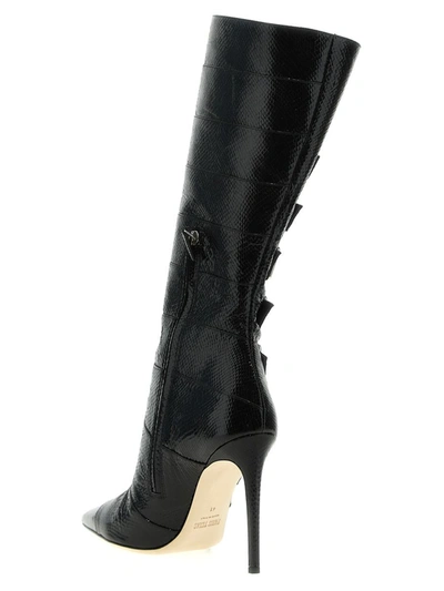 Paris Texas Tyra 105 Snake-effect Leather Boots In Black