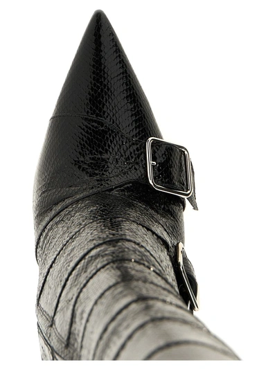 Paris Texas Tyra 105 Snake-effect Leather Boots In Black