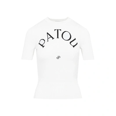 Shop Patou Jacquard Knit Top Tshirt In White