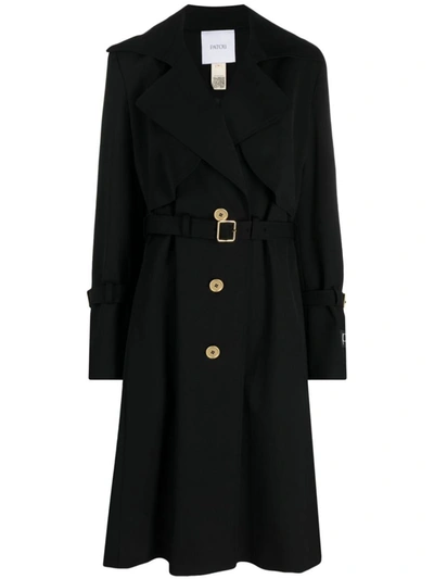 Shop Patou Belted Coat In Black