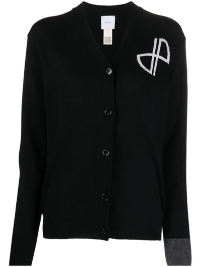 Shop Patou Intarsia-logo Button-up Cardigan In Black