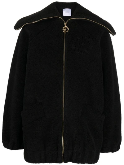 Shop Patou Logo-embroidered Fleece Jacket In Black