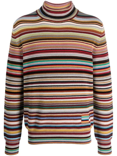 Shop Paul Smith Mens Sweater Roll Neck Clothing In Multicolour