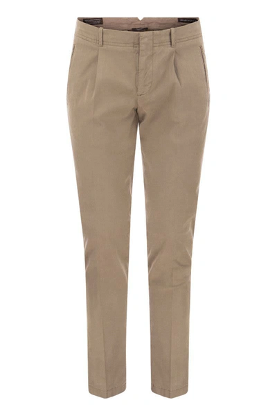 Shop Peserico Cotton And Silk Trousers In Beige