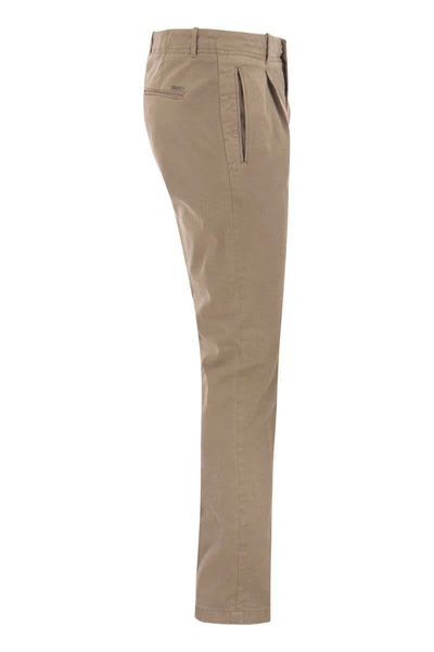Shop Peserico Cotton And Silk Trousers In Beige