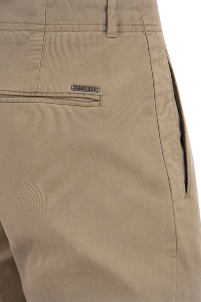 Shop Peserico Cotton And Silk Trousers In Beige
