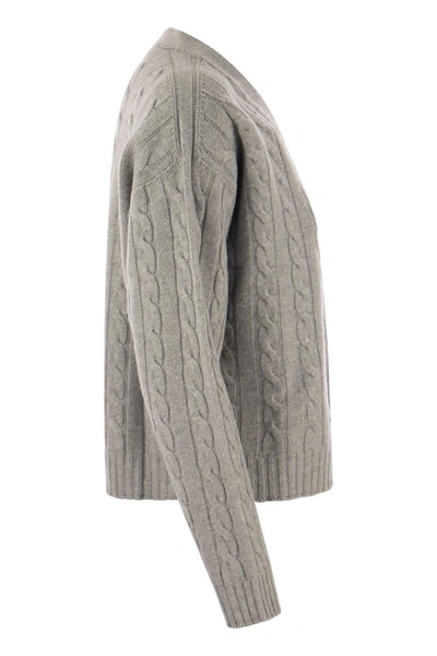 Shop Peserico Wool, Silk, Cashmere And Lurex Cardigan In Grey
