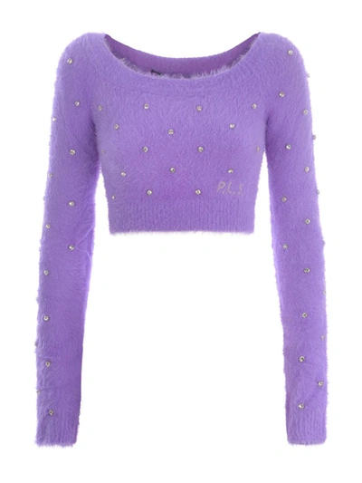 Shop Philosophy Di Lorenzo Serafini Crop Sweater Philosophy In Lilac