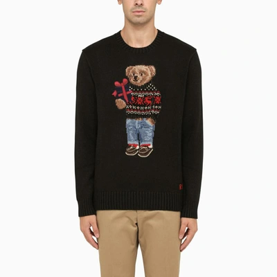 Shop Polo Ralph Lauren Crew-neck Sweater With Inlay In Black