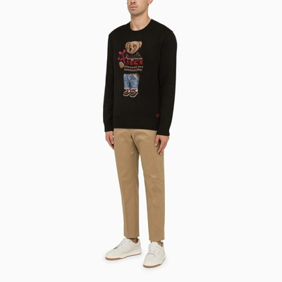 Shop Polo Ralph Lauren Crew-neck Sweater With Inlay In Black
