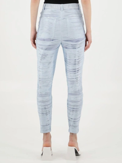 Shop Alexander Wang Power Mesh Fringed Pants In Blue