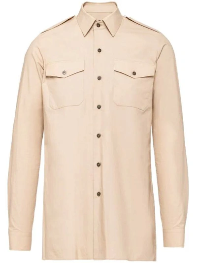 Shop Prada Triangle-logo Cotton Shirt In Cammeo
