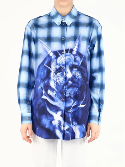 Shop Burberry Printed Cotton Shirt In Blue