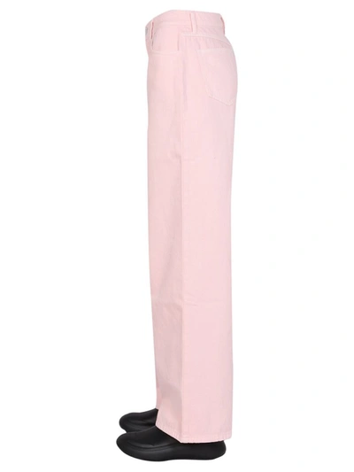 Raf Simons Wide Leg Pants With Front Button Closure And Belt In Pink