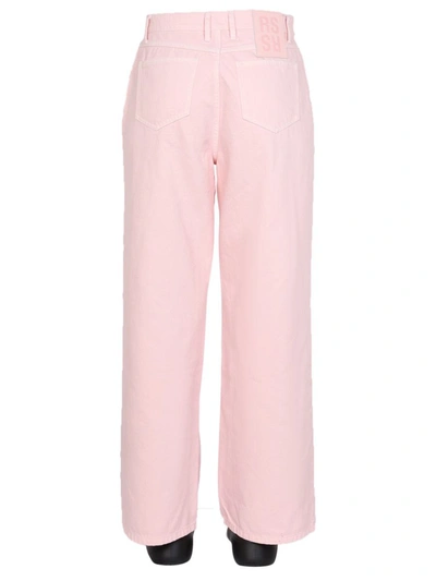 Raf Simons Wide Leg Pants With Front Button Closure And Belt In Pink