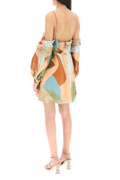 Shop Raquel Diniz 'abby' Linen Silk Mini Dress In Multicolor