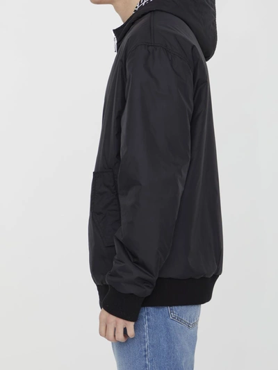 Shop Balmain Reversible Nylon Bomber Jacket In Black
