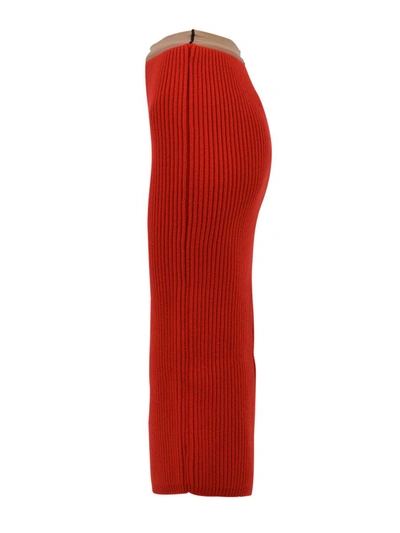 Shop Calvin Klein 205w39nyc Rib-knit Midi Skirt In Red
