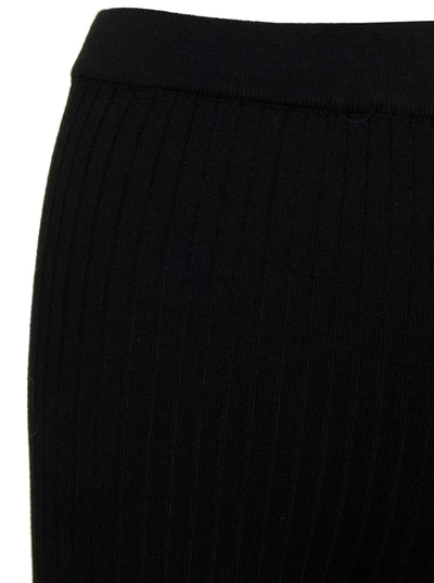 Shop Federica Tosi Black Flare Ribbed Pants In Viscose Blend Woman