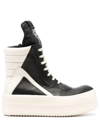 Shop Rick Owens Mega Bumper Geobasket Sneakers In Black/milk/milk