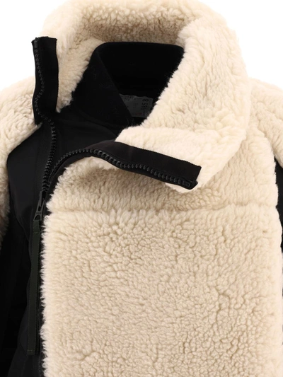 Shop Sacai "faux Shearling X Nylon Twill" Jacket In Black