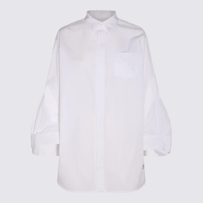 Shop Sacai Off White Cotton Shirt Dress In Off-white