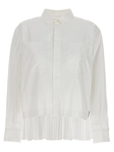 Shop Sacai Pleated Back Shirt In White