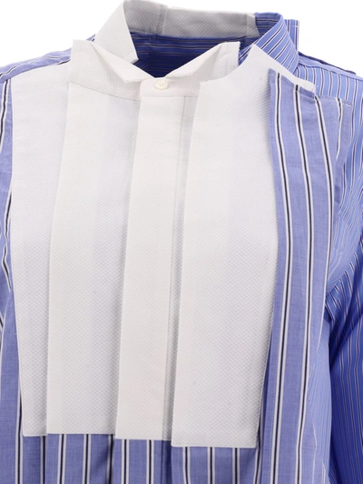 Shop Sacai Shirt With Contrasting Inserts In Blue