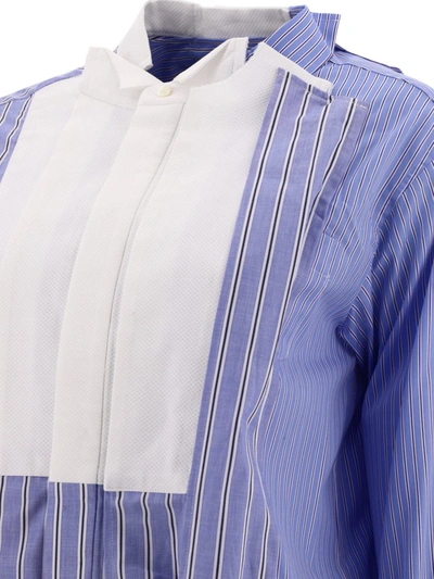 Shop Sacai Shirt With Contrasting Inserts In Blue