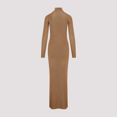 Shop Saint Laurent Viscose Dress In Brown