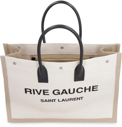 Shop Saint Laurent Canvas Tote Bag In Ecru