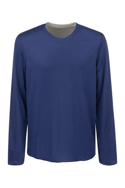 Shop Sease Round Reve - Wool And Cotton Double Faced Sweater In Bluette
